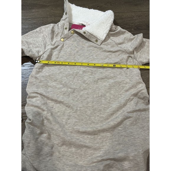 Isabel Maternity Snap Sherpa Collar Sweatshirt Oatmeal X-Small sherpa top 1222 - Picture 5 of 6